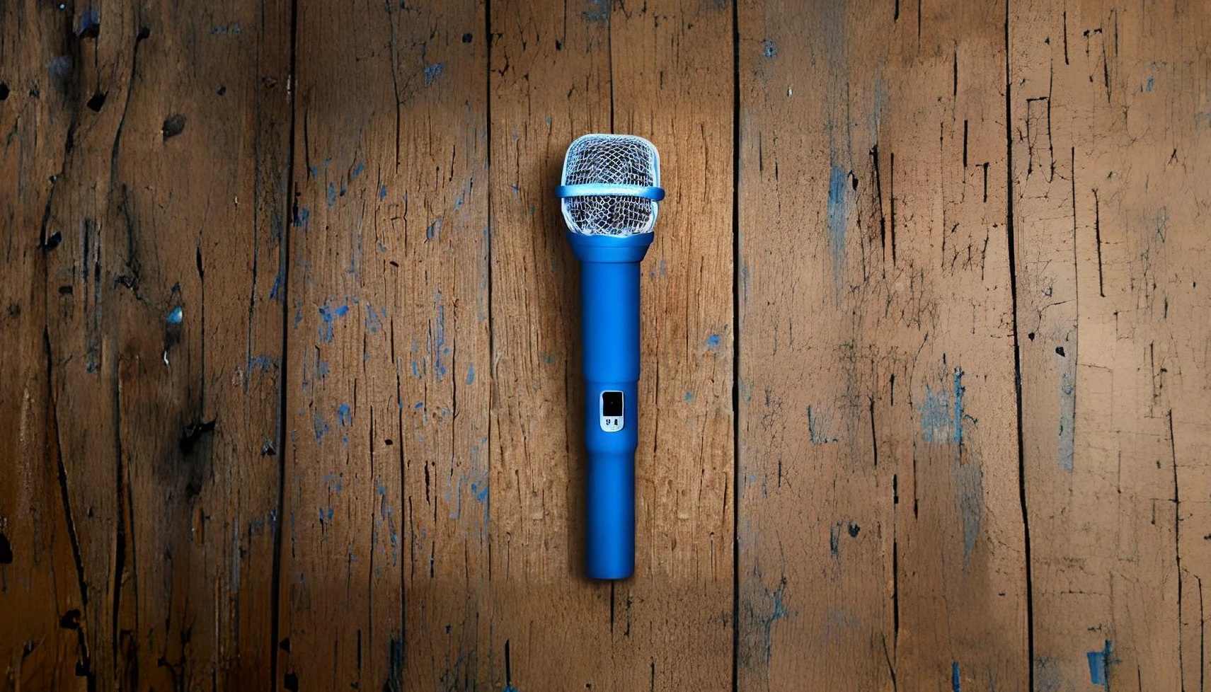 Microphone on wooden floor